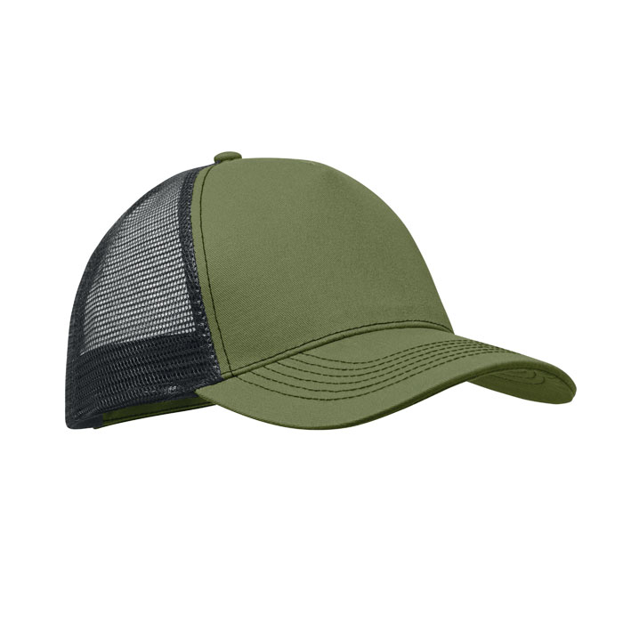 Casquette trucker promotionnelle 5 pans 250 gr/m² Blist vert armée vert